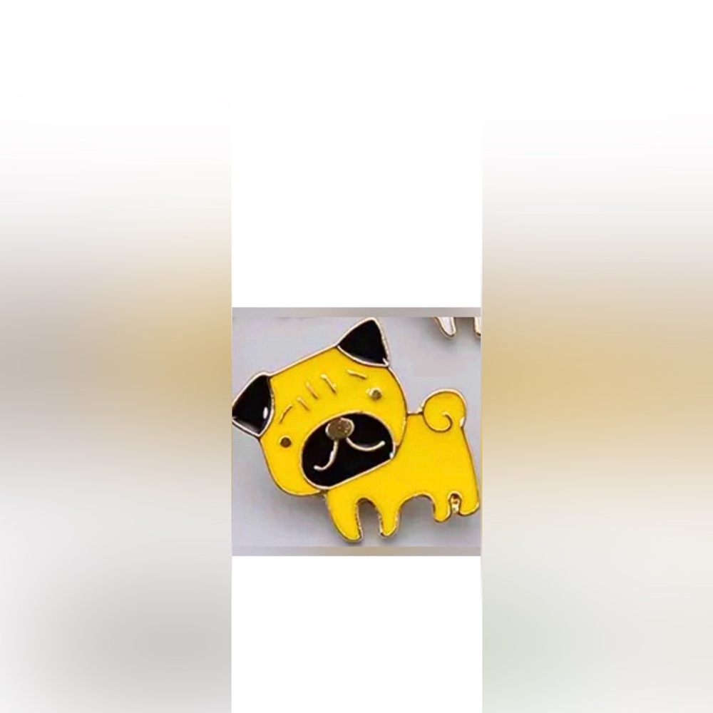 1 Black & Yellow Metal & Enamel Pug Pin for backpacks, shoes, purses, hats, etc
